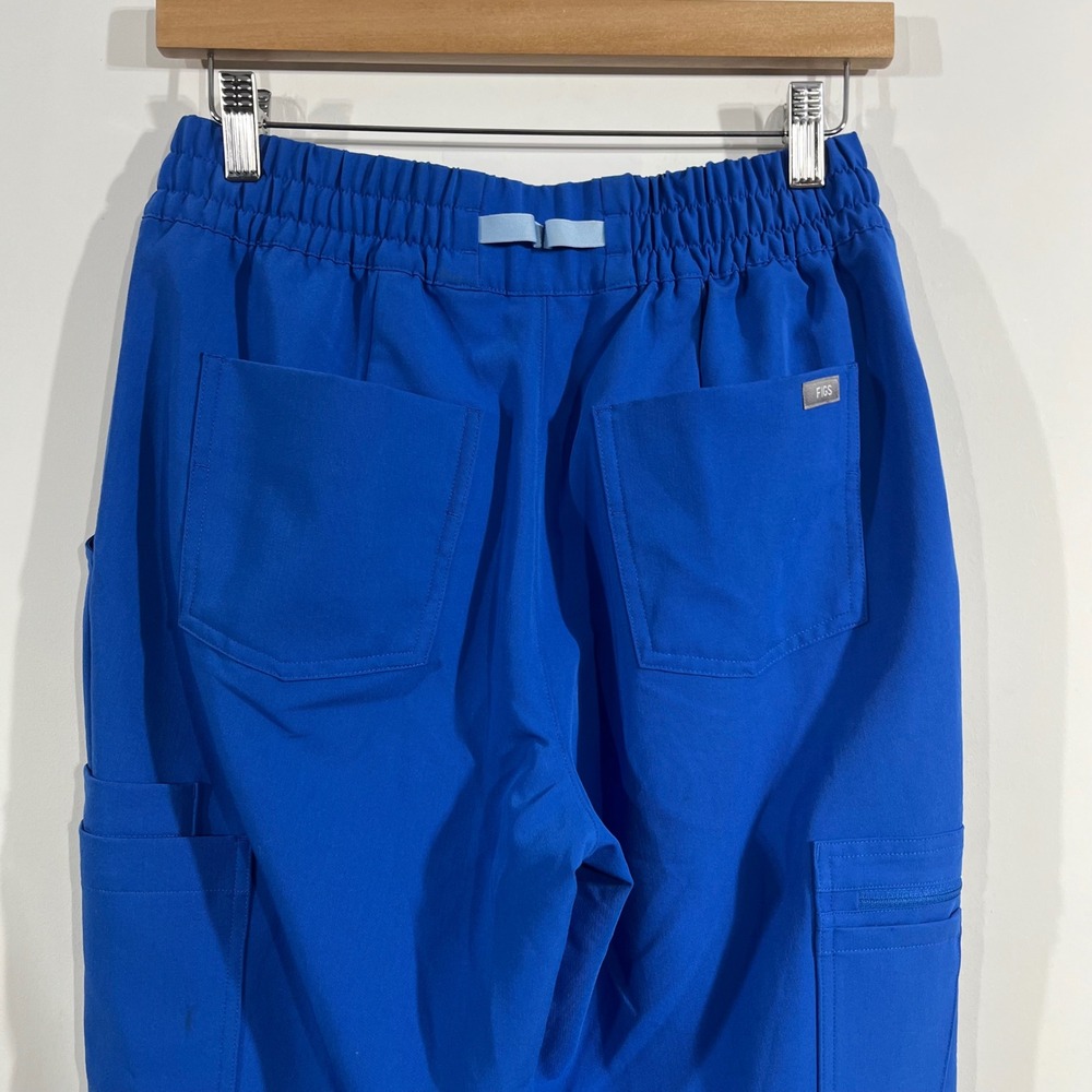 FIGS Dowa Royal Blue Cargo Scrub Pants Womens Small Elastic Waist Straight Leg - Picture 4 of 10